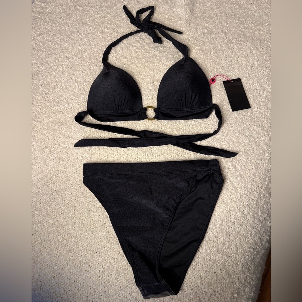 Black high waisted bikini set